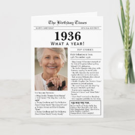 Cartão de aniversário de jornal de 1936 90º aniver
