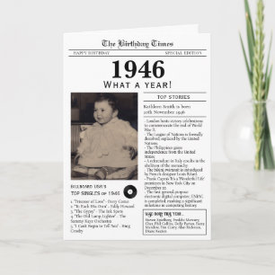 Cartão de aniversário de jornal de 1946 80º aniver