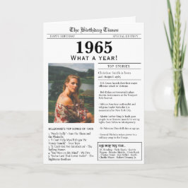 Cartão de aniversário de jornal de 1965