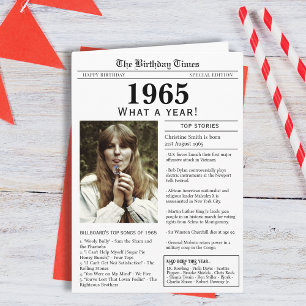 Cartão de aniversário de jornal de 1965