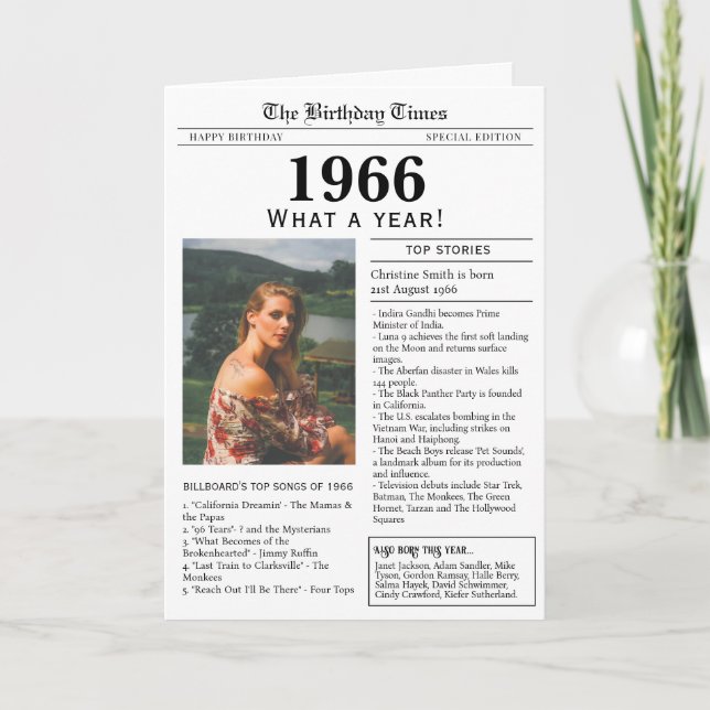 Cartão de aniversário de jornal de 1966 (Frente)