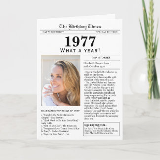 Cartão de aniversário de jornal de 1977