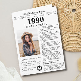 Cartão de aniversário de jornal de 1990