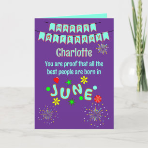 Cartão de Aniversário de Junho Dobrado Feliz