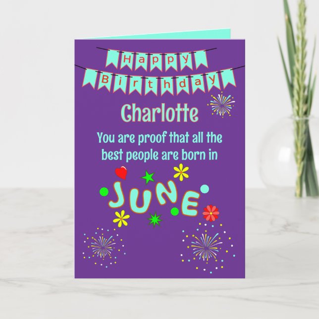 Cartão de Aniversário de Junho Dobrado Feliz (Frente)