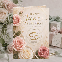 Cartão de Aniversário de Junho Elegante Câncer Ros