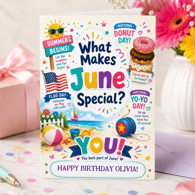 Cartão de Aniversário de Junho para Meninas Nome P (Criador carregado)