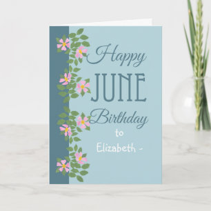 Cartão de aniversário de junho para personalizar c