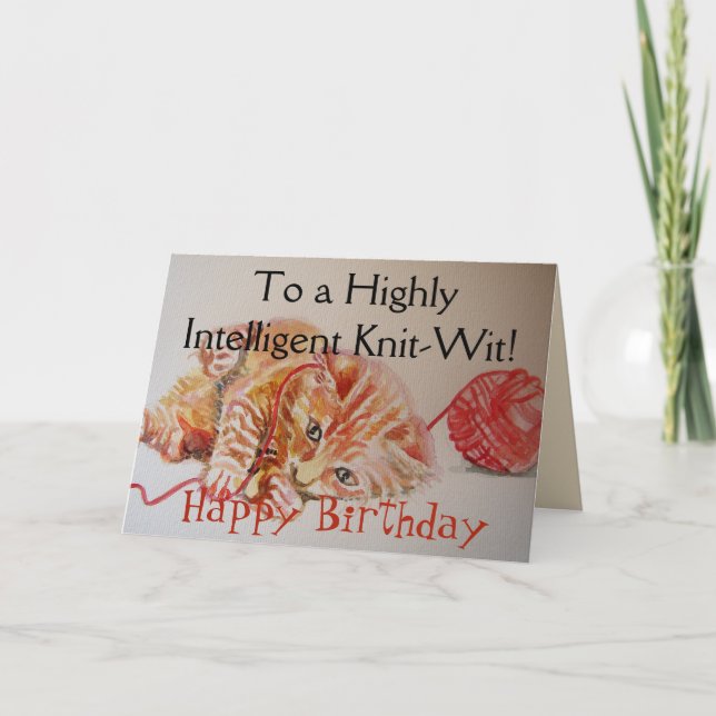 Cartão de Aniversário de Knitit Knit de Ginger Gin (Frente)