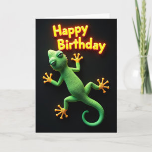 Cartão de Aniversário de Lagartixa Caprichosa