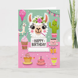 Cartão de Aniversário de Lama Cute