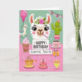 Cartão de Aniversário de Lama Cute