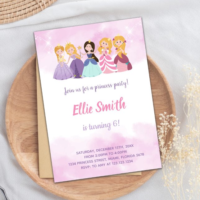 Cartão de Aniversário de Leite de Fada Personaliza (Princesses Birthday Invitations)