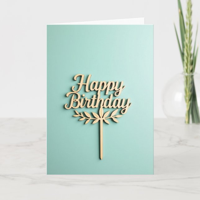 Cartão de Aniversário de Letra de Madeira (Frente)