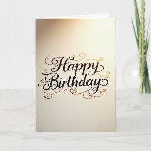Cartão de Aniversário de Letra Dourada Elegante