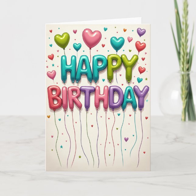 Cartão de Aniversário de Letra Flutuante (Frente)