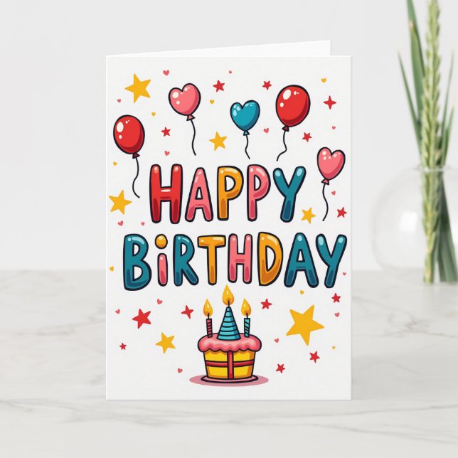 Cartão de Aniversário de Letras Divertidas (Frente)