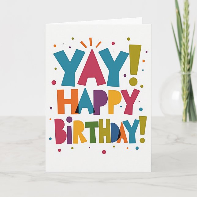 Cartão de Aniversário de Letras Vibrantes (Frente)