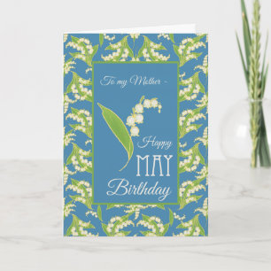 Cartão de Aniversário de Lily-of-Valley, Azul: M