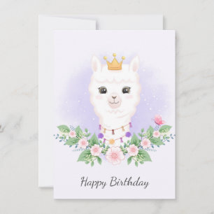 Cartão de aniversário de Llama e buquê