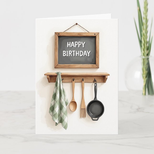 Cartão de Aniversário de Lousa de Giz Rústico (Frente)