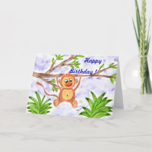 Cartão de aniversário de macaco-da-selva