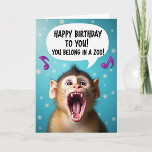 Cartão de Aniversário de Macaco Engraçado