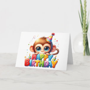 Cartão de Aniversário de Macaco Fofo