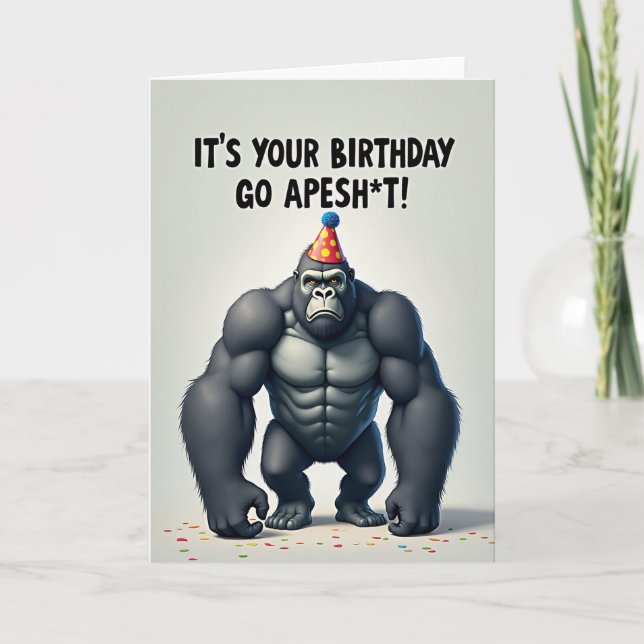 Cartão de Aniversário de Macaco Poderoso (Frente)