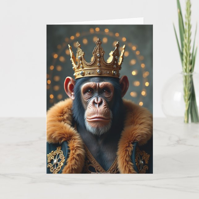 Cartão de Aniversário de Macaco Real (Frente)