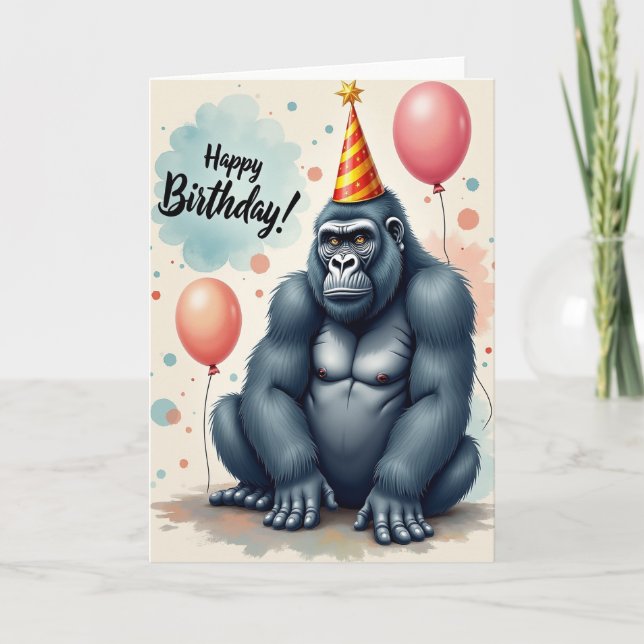 Cartão de Aniversário de Macacos (Frente)