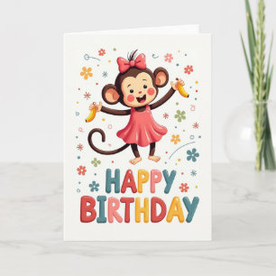 Cartão de Aniversário de Macacos Sorridente