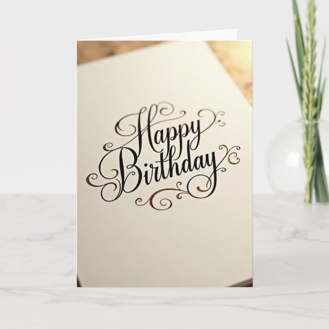 Cartão de Aniversário de Marfim Elegante (Frente)