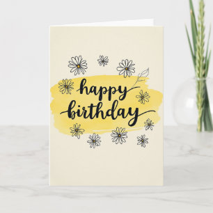 Cartão de Aniversário de Margarida em Aquarela