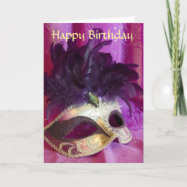 Cartão de Aniversário de Máscara Mascarada Roxo
