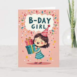 Cartão de Aniversário de Menina Alegre