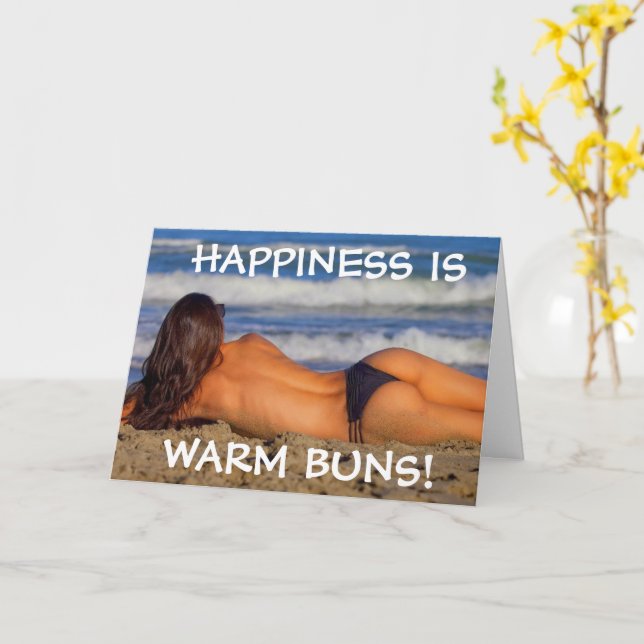 CARTÃO DE ANIVERSÁRIO DE MENINA DE BIKINI NA PRAIA (Flor Amarela)