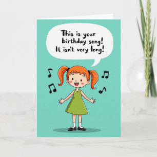 Cartão de Aniversário de Menina de Desenho Animado
