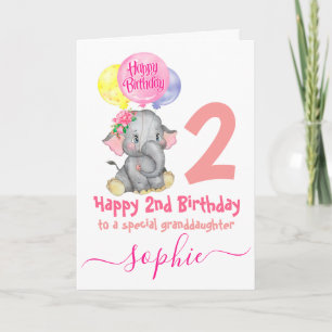 cartão de aniversário de menina elefante
