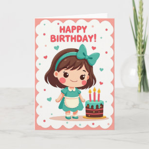Cartão de Aniversário de Menina Encantadora