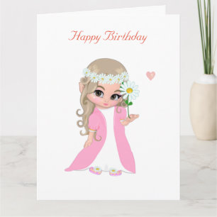 Cartão de Aniversário de Menina Fada Fofa