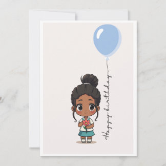 Cartão de aniversário de menina fofo e econômico