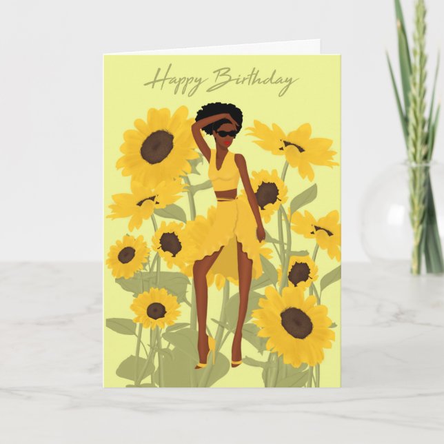 Cartão de Aniversário de Menina Negra (Frente)