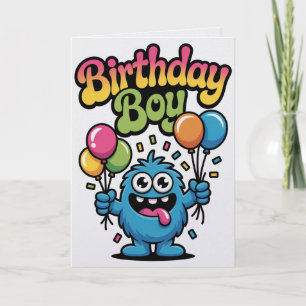 Cartão de Aniversário de Menino com Monstro Fofo