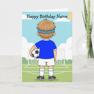 Cartão de Aniversário de Menino de Futebol Bonito