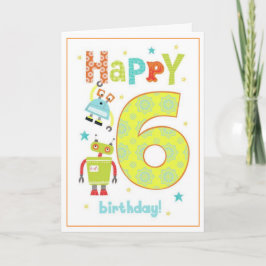Cartão de Aniversário de Meninos de 6 anos - Robôs