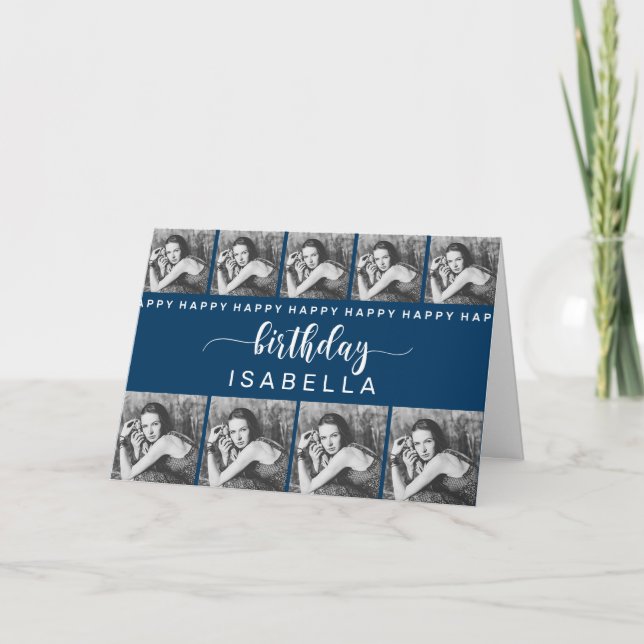 Cartão de aniversário de Modelo personalizável (Frente)