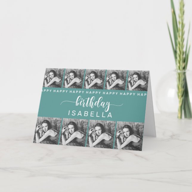 Cartão de aniversário de Modelo personalizável (Frente)
