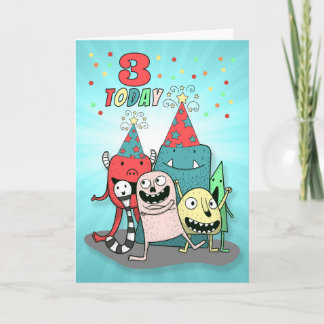 Cartão de Aniversário de Monstro Colorido