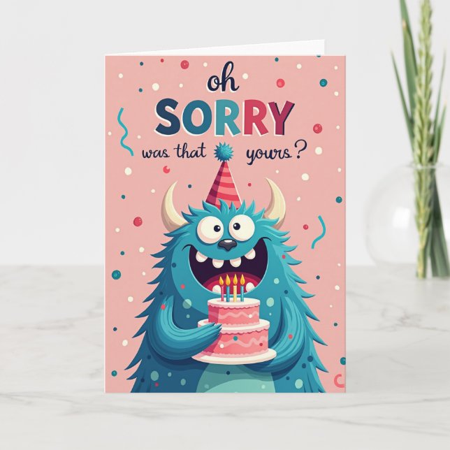 Cartão de Aniversário de Monstro Divertido (Frente)